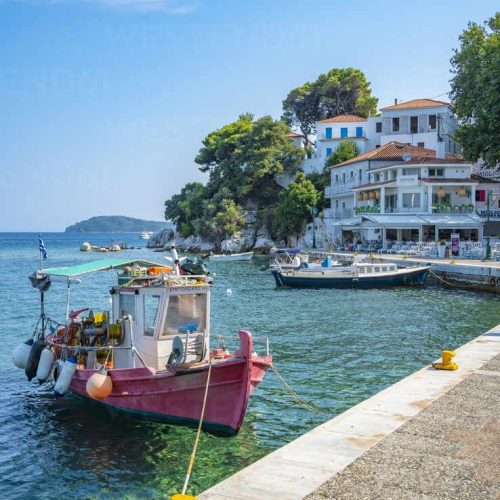 View of Old Port in Skiathos Town, Skiathos Island, Sporades Islands, Greek Islands, Greece, Europe